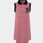 Sleeveless striped dress with print