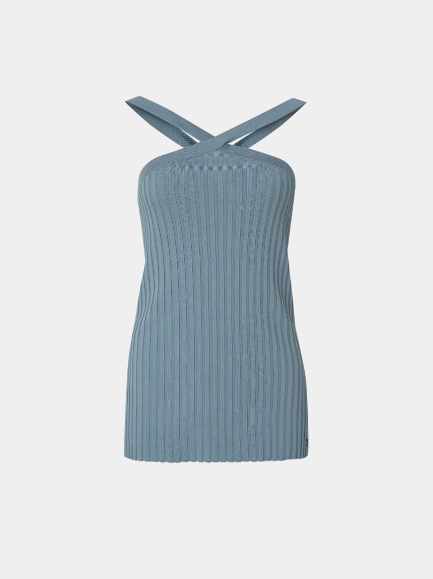 Top para mulher halter em malha estruturada