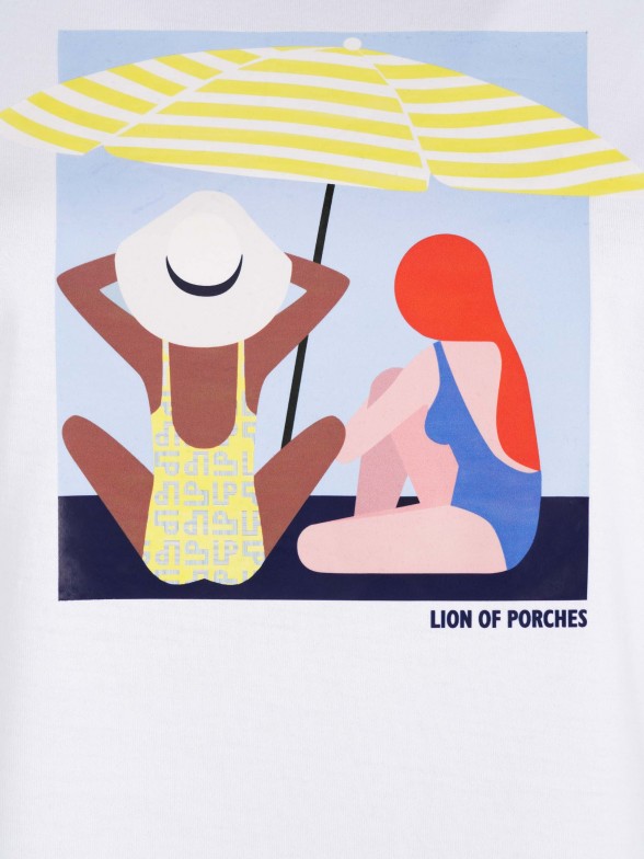 T-shirt para mulher de algodo com gola redonda e estampado