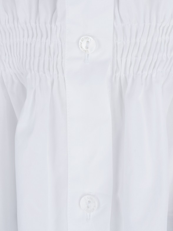 Camisa para mulher de algodão com mangas curtas e elástico na cintura