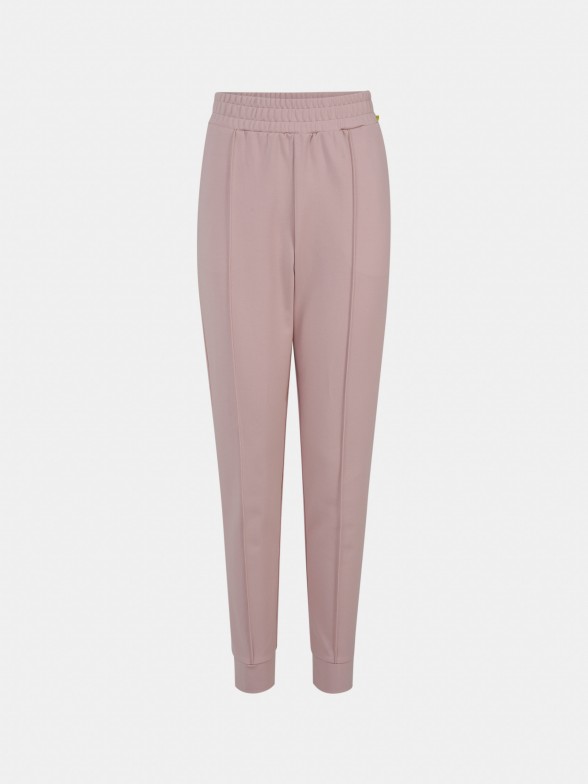 Woman's relax fit trousers in knit with elastic waistband