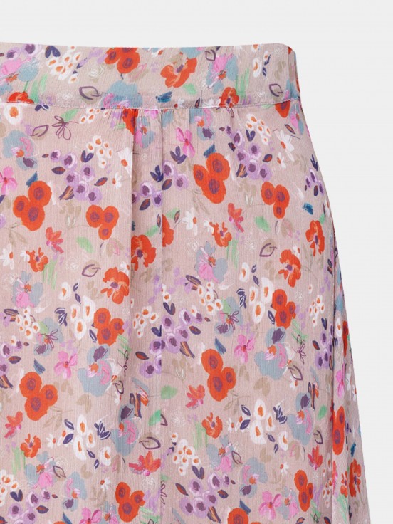 Long flowing skirt with floral print