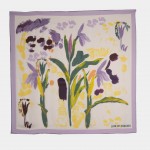 Lilac silk scarf printed with floral motifs