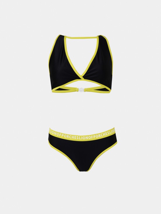 Bikini para mujer top de tringulo bicolor con letras