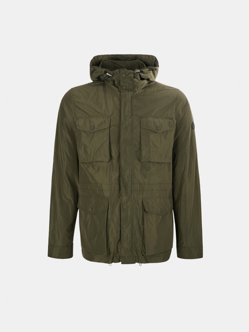 Parka em tecido t�cnico com capuz e bolsos