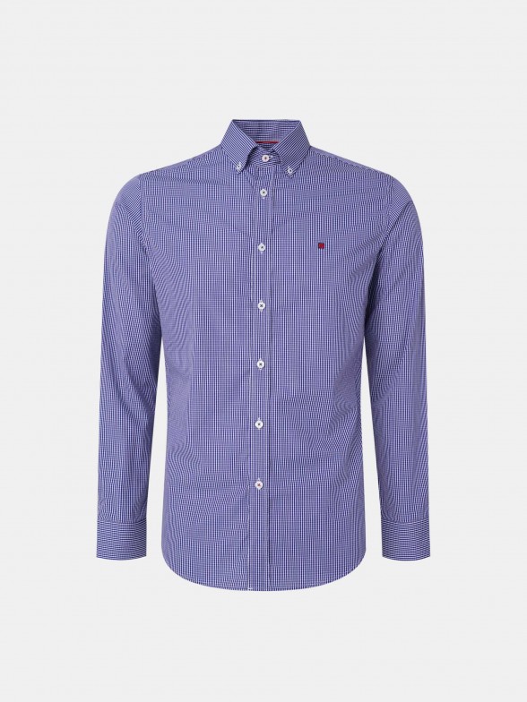 Camisa para homem slim fit de algodo com padro de riscas