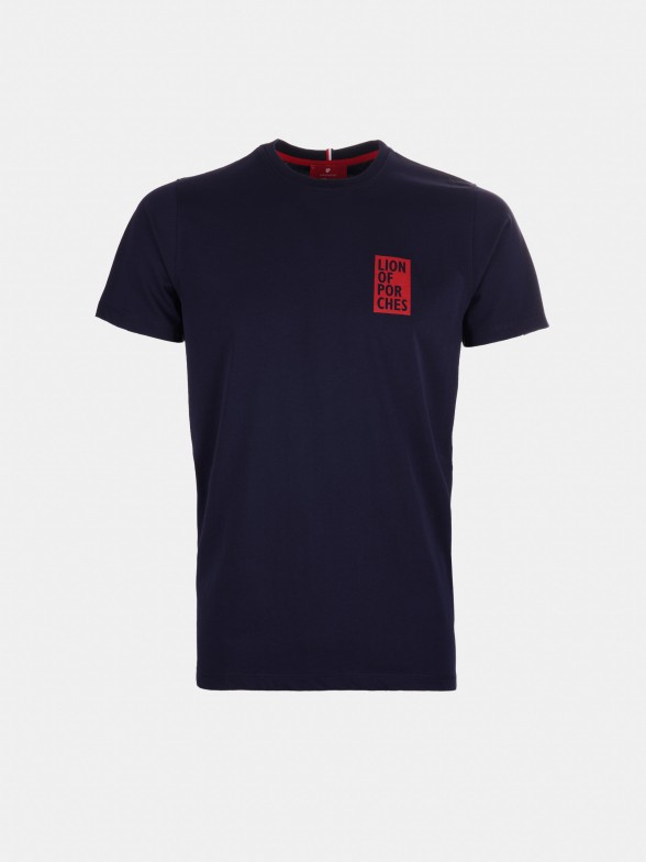 Man's t-shirt with round collar and printed design