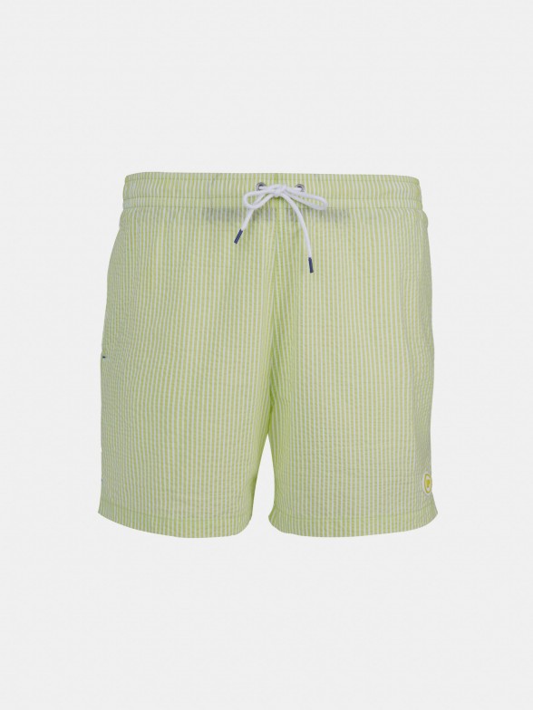 Man's regular fit swim shorts with drawstring and stripes