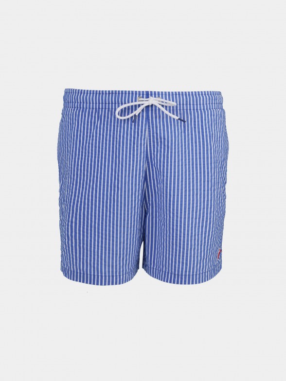 Man's swim shorts regular fit with stripes and drawstring