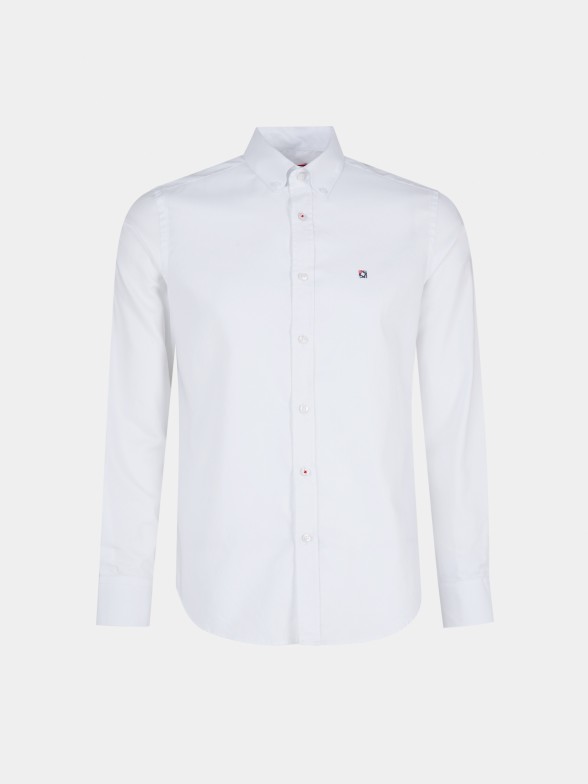 Camisa para homem slim fit de algodo com colarinho de dois botes