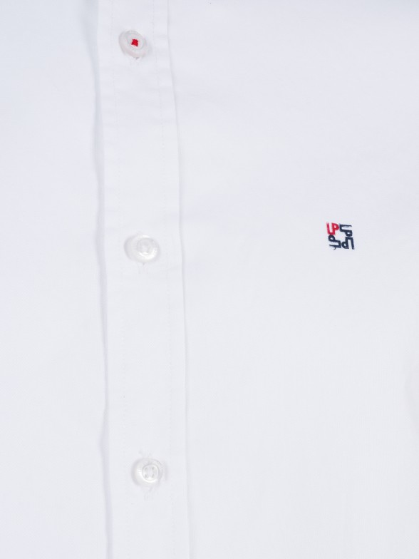 Man's slim fit cotton shirt with two button collar
