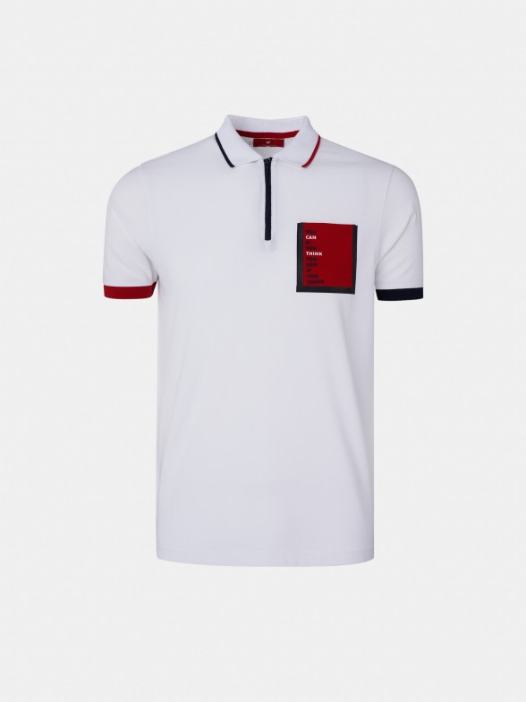 Man's cotton regular fit polo shirt with zip