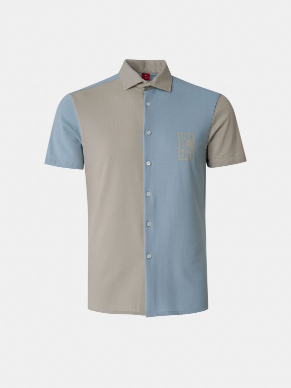 Camisa para homem slim fit bicolor de algodo