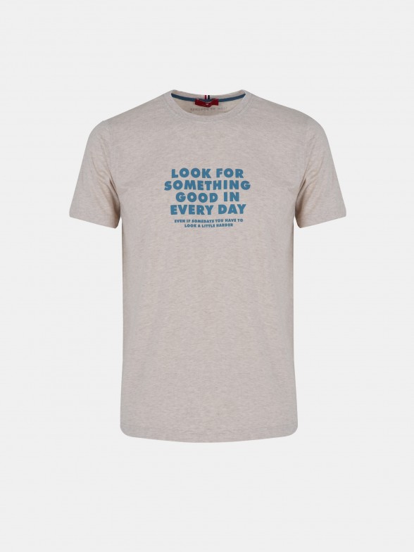 T-shirt para homem de algodão com gola redonda e estampado