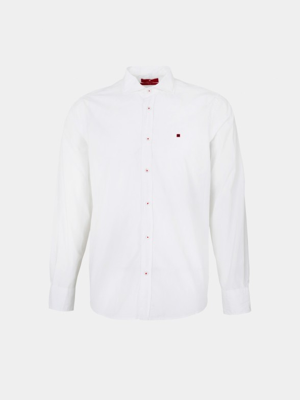 Man's slim fit cotton shirt with cutaway collar