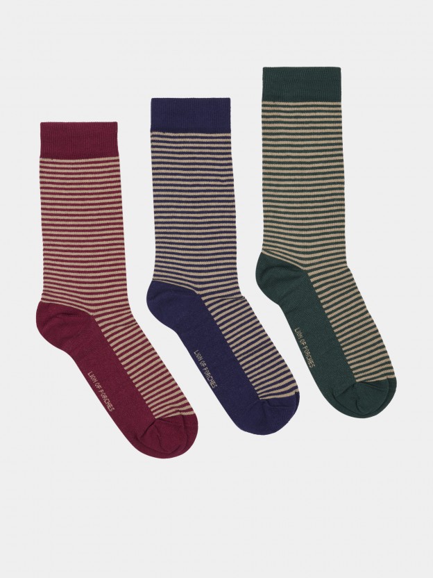 Pack de meias para homem de malha às riscas em várias cores