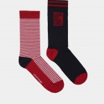 Pack de meias para homem de malha com padrões em azul, vermelho e branco