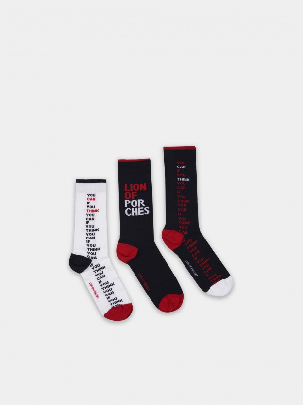 Pack de meias altas para homem em malha com branding