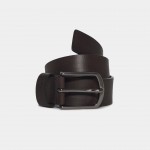 Man's leather belt with metal buckle and costumized buckle