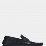 Man's leather moccasins with metallic detail
