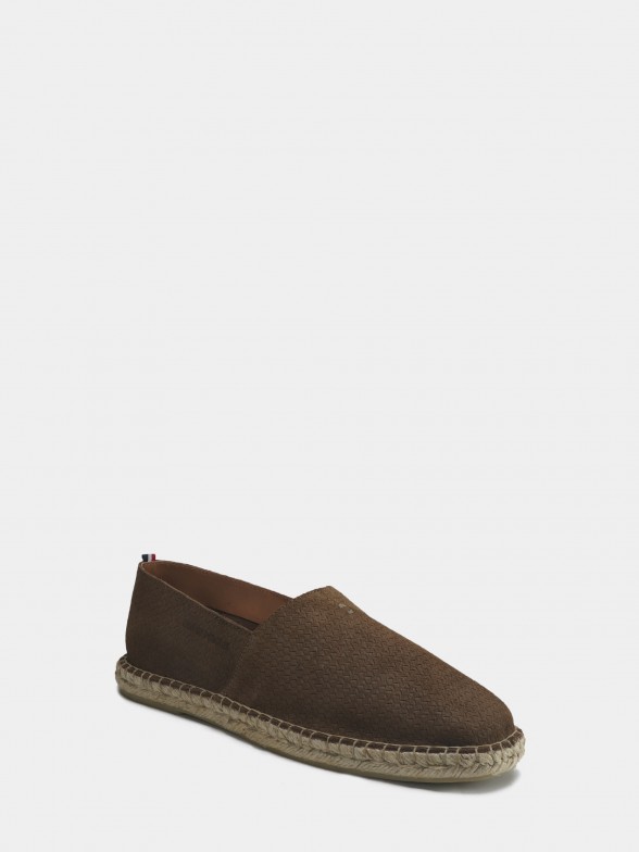 Man's leather espadrilles with textured pattern
