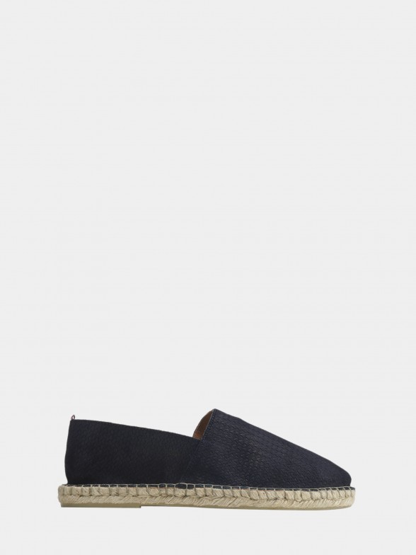 Man's leather espadrilles with textured pattern