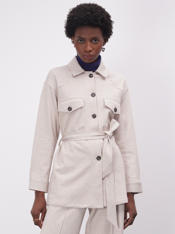 Woman's overshirt with belt and pockets