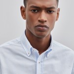 Man's oxford slim fit shirt with stripe pattern