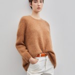 Round-necked mohair knitted sweater