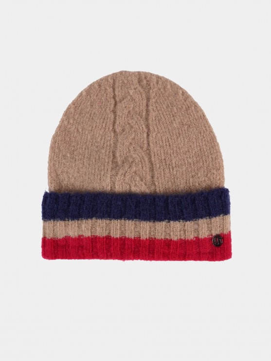 Striped braided  knit cap