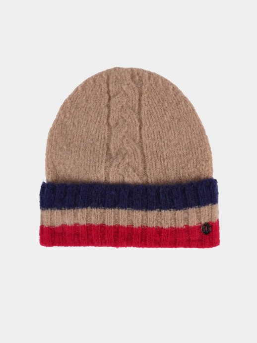 Striped braided  knit cap