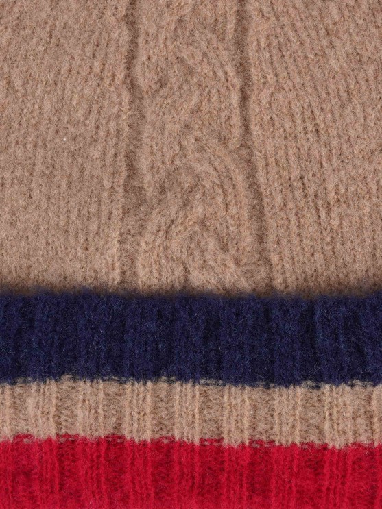 Striped braided  knit cap