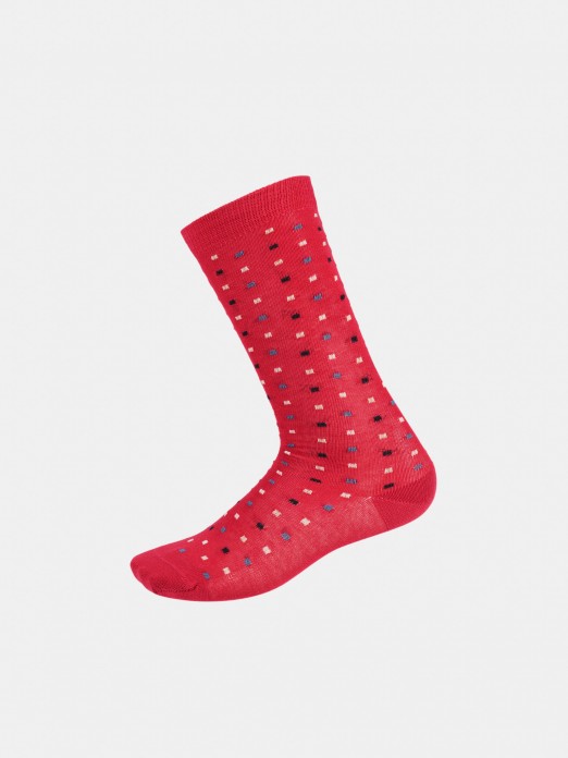 Socks with square micro motifs