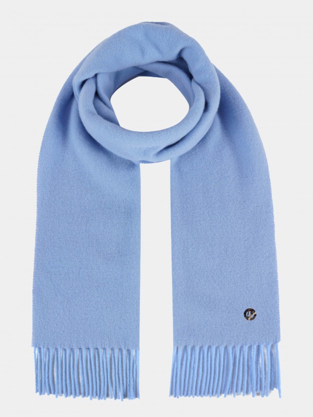 Wool and cashmere fringed scarf