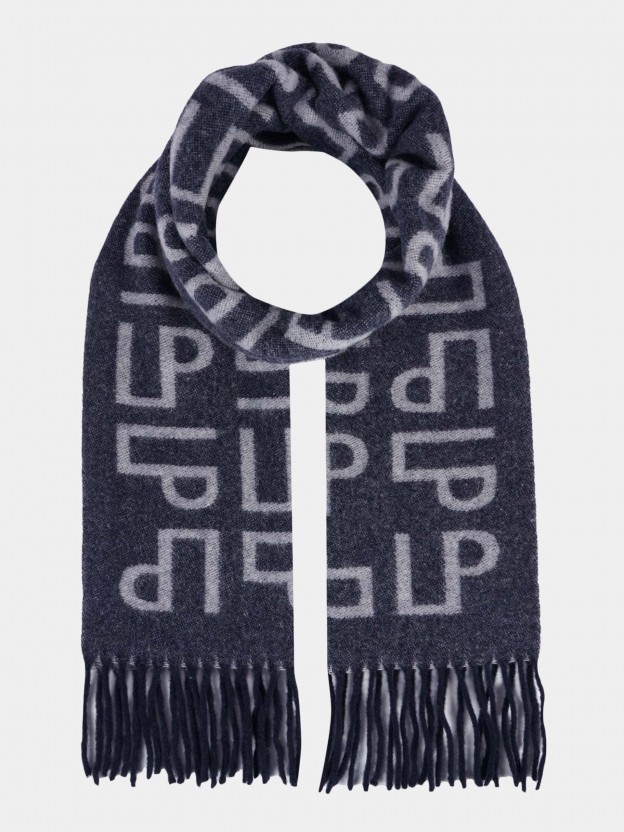 Monogrammed wool scarf