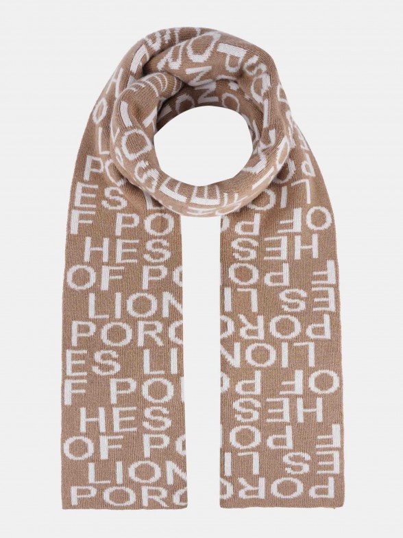 Camel scarf with monograms