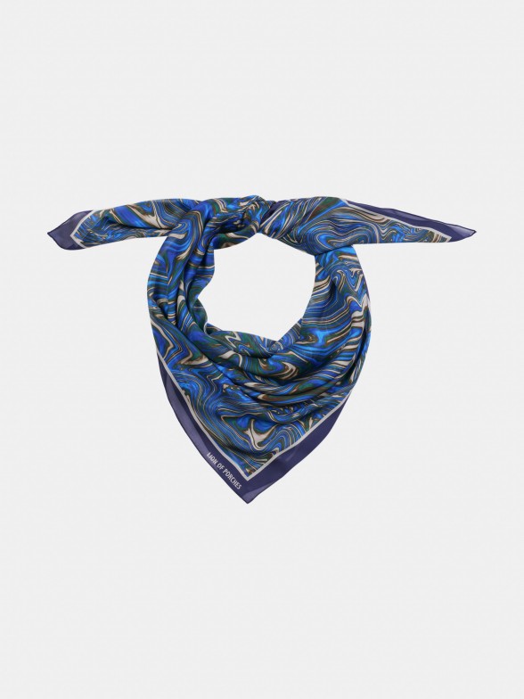 Marble pattern silk scarf