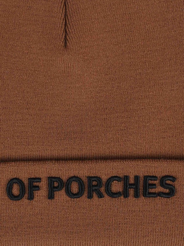 Knit cap with printed lettering