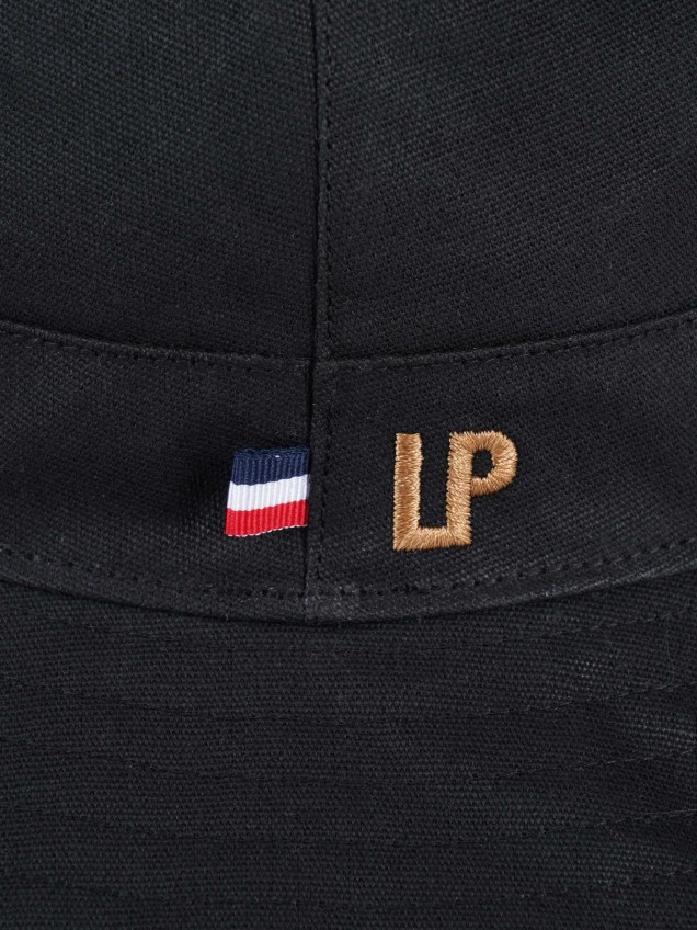 Black hat with oversize flap