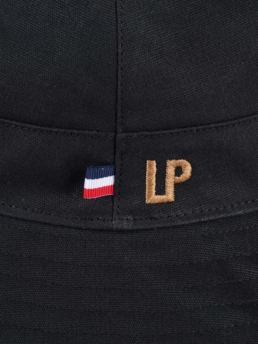 Black hat with oversize flap