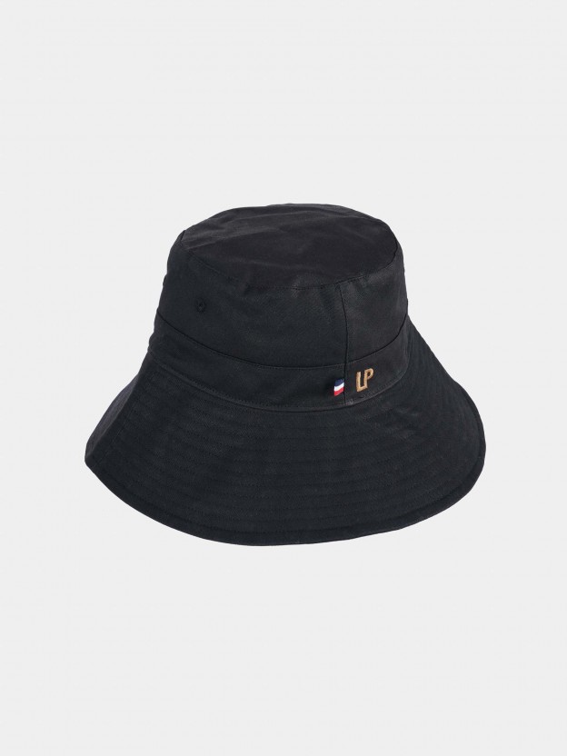 Black hat with oversize flap