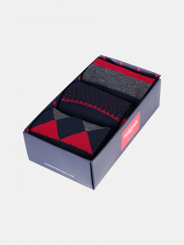 Pack de meias com diferentes padrões