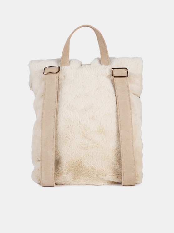 Synthetic raw fur backpack