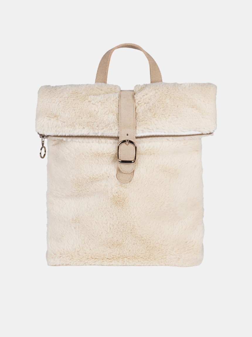Synthetic raw fur backpack