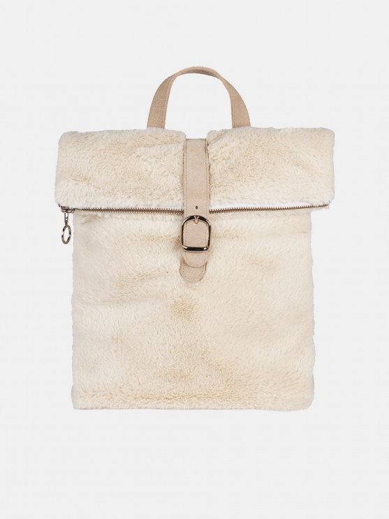 Synthetic raw fur backpack