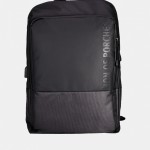 Black backpack with USB connection