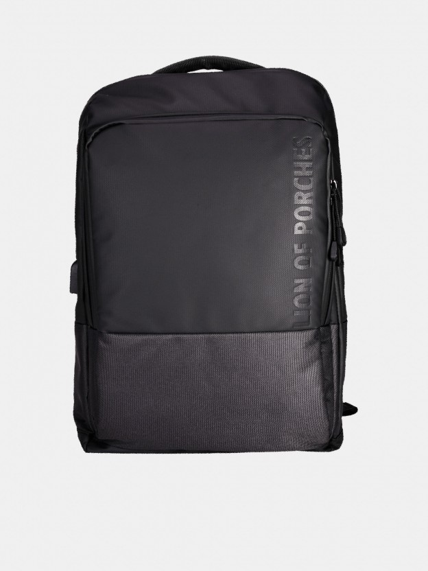 Black backpack with USB connection