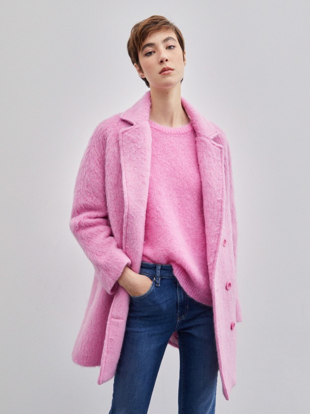 Oversize coat in wool and mohair