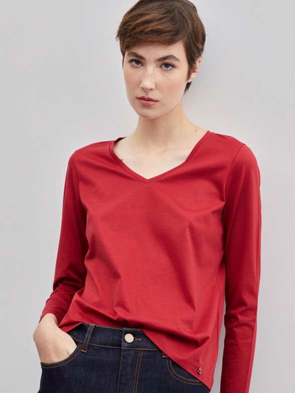 Camisola bsica decote em V