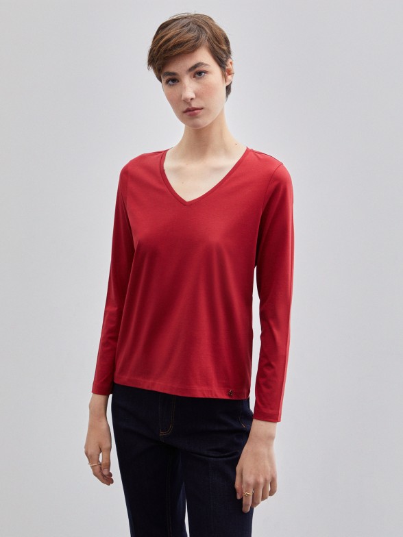 Camisola bsica decote em V